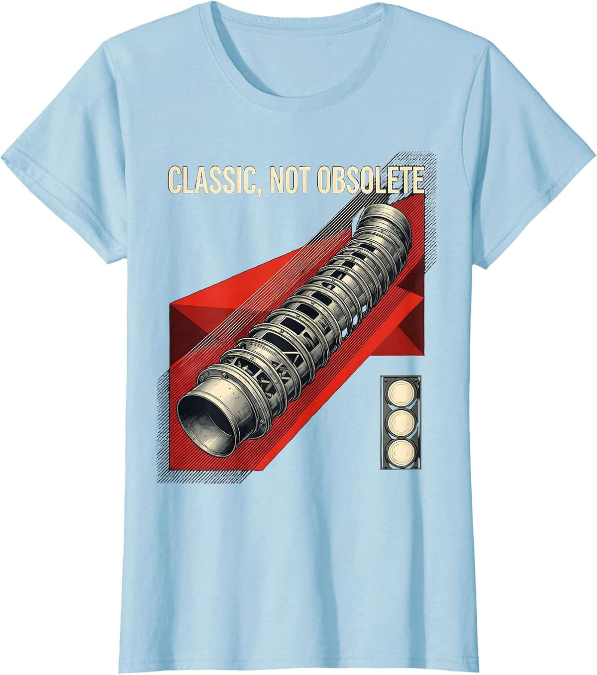 Women's Classic Not Obsolete Vintage Muscle Car Racing Drag Strip T-Shirt - Baby Blue
