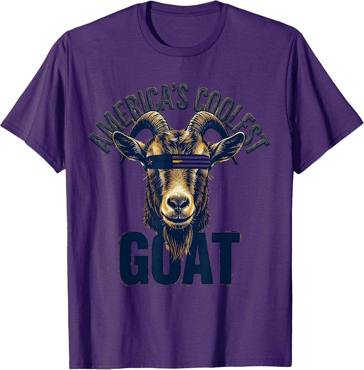 America's Coolest GOAT Funny Goat Humor Patriotic Novelty T-Shirt - Purple