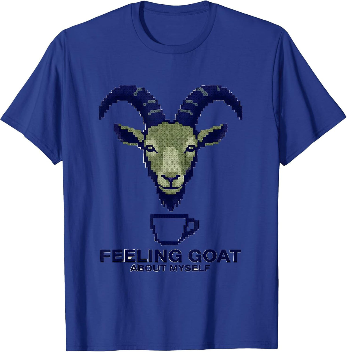 Feeling Goat About Myself Funny Goat Pun Dad Joke Humor T-Shirt - Royal Blue