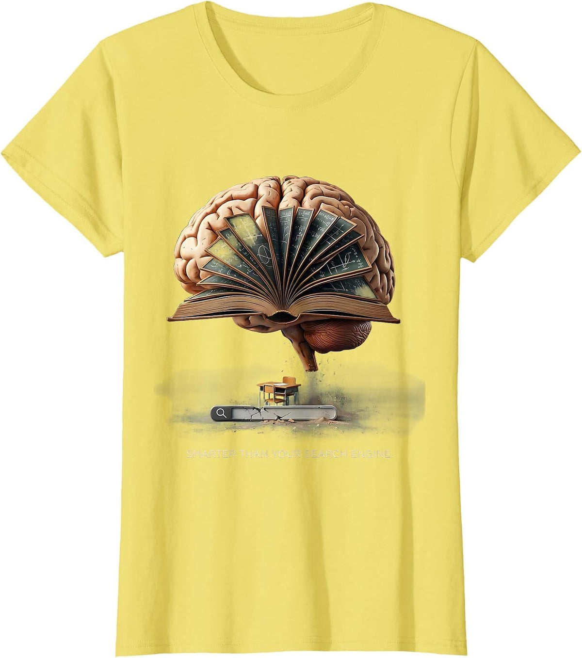 Women's Smarter Than Your Search Engine Teacher Design T-Shirt - Lemon Yellow