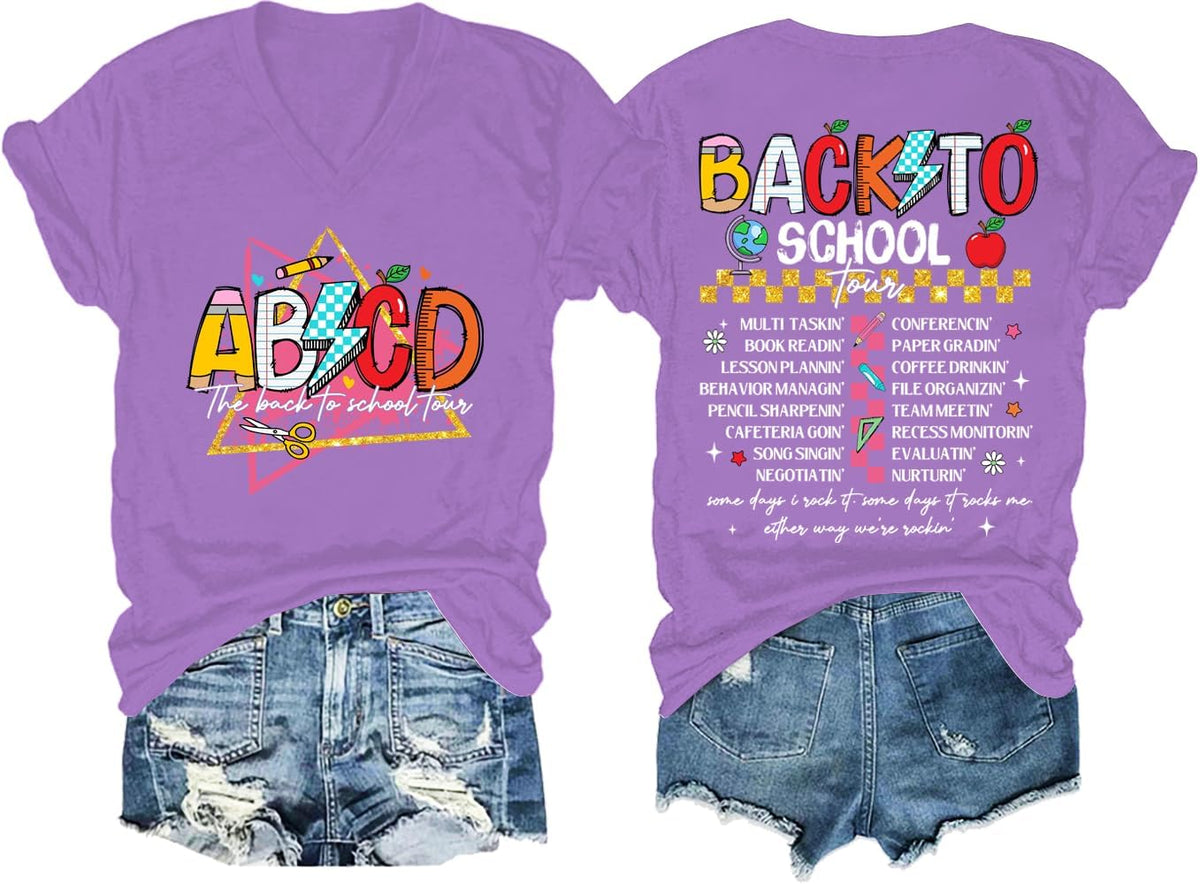 The Back to School Tour T-Shirt, ABCD Teacher Tour T-Shirt, ABCD The Back to School Tour Shirt, Unisex T-Shirt - Purple1