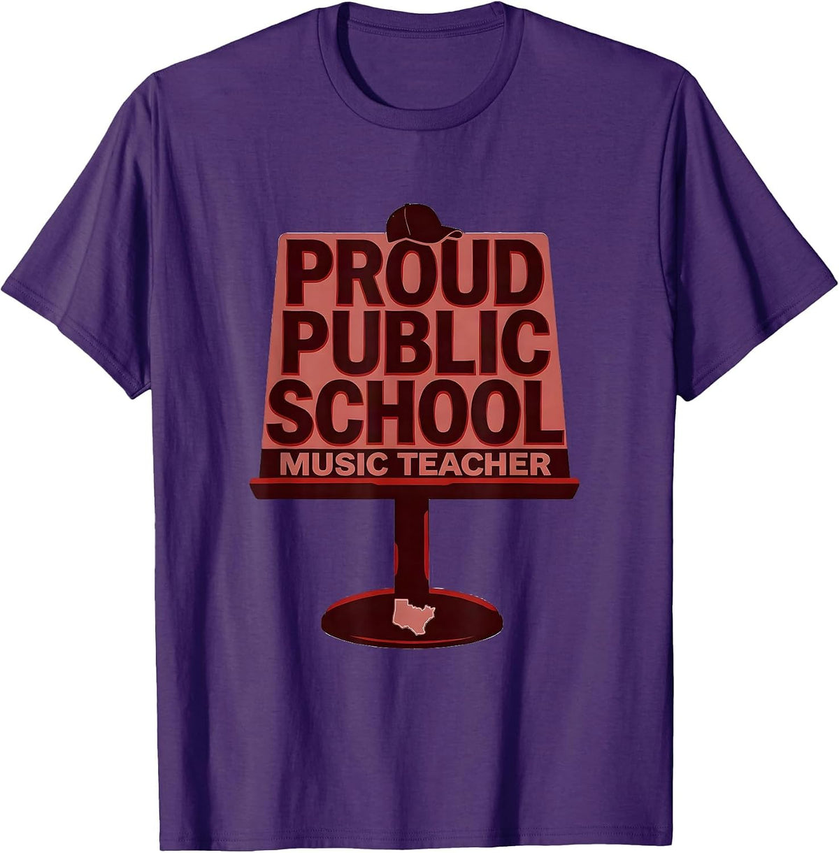 Proud Public School Music Teacher Red For Ed Teacher T-Shirt - Purple