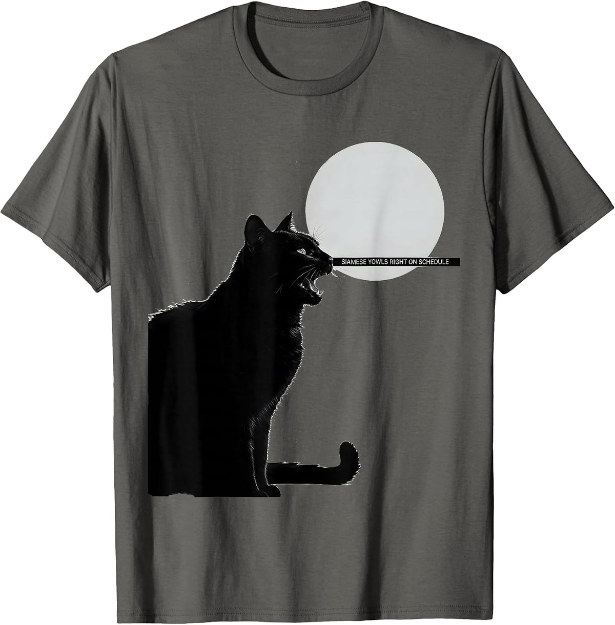 Siamese Yowls Right on Schedule 90's Retro Cat Breed T-Shirt - Asphalt Grey
