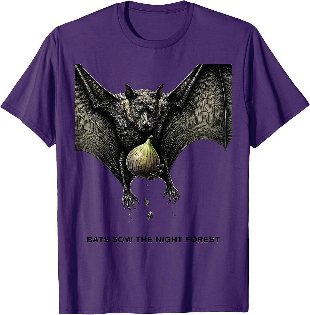 Bats Sow The Night Forest Vintage Bat Lover Halloween Nature T-Shirt - Purple