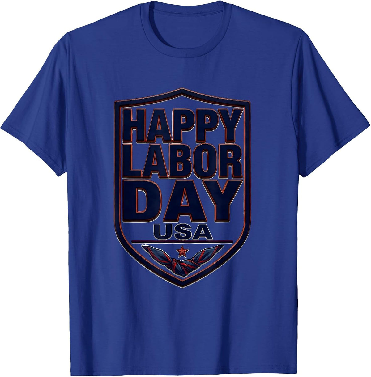 Men's Happy Labor Day, USA Patriotic Americana Tribute T-Shirt - Royal Blue