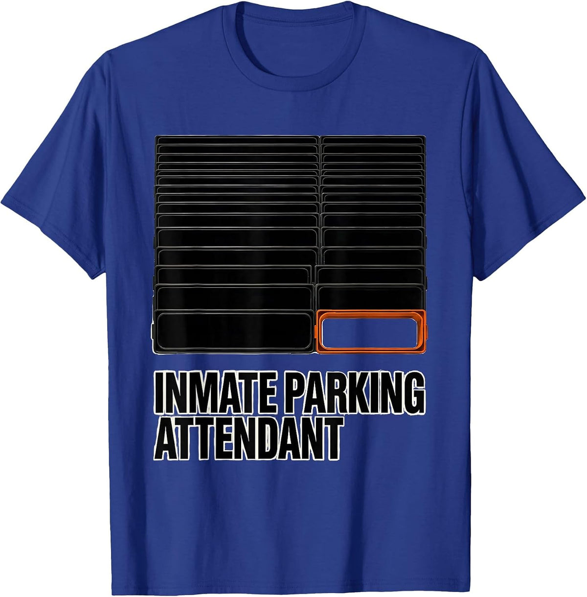 Inmate Parking Attendant Brutalist Graphic Correctional T-Shirt - Royal Blue