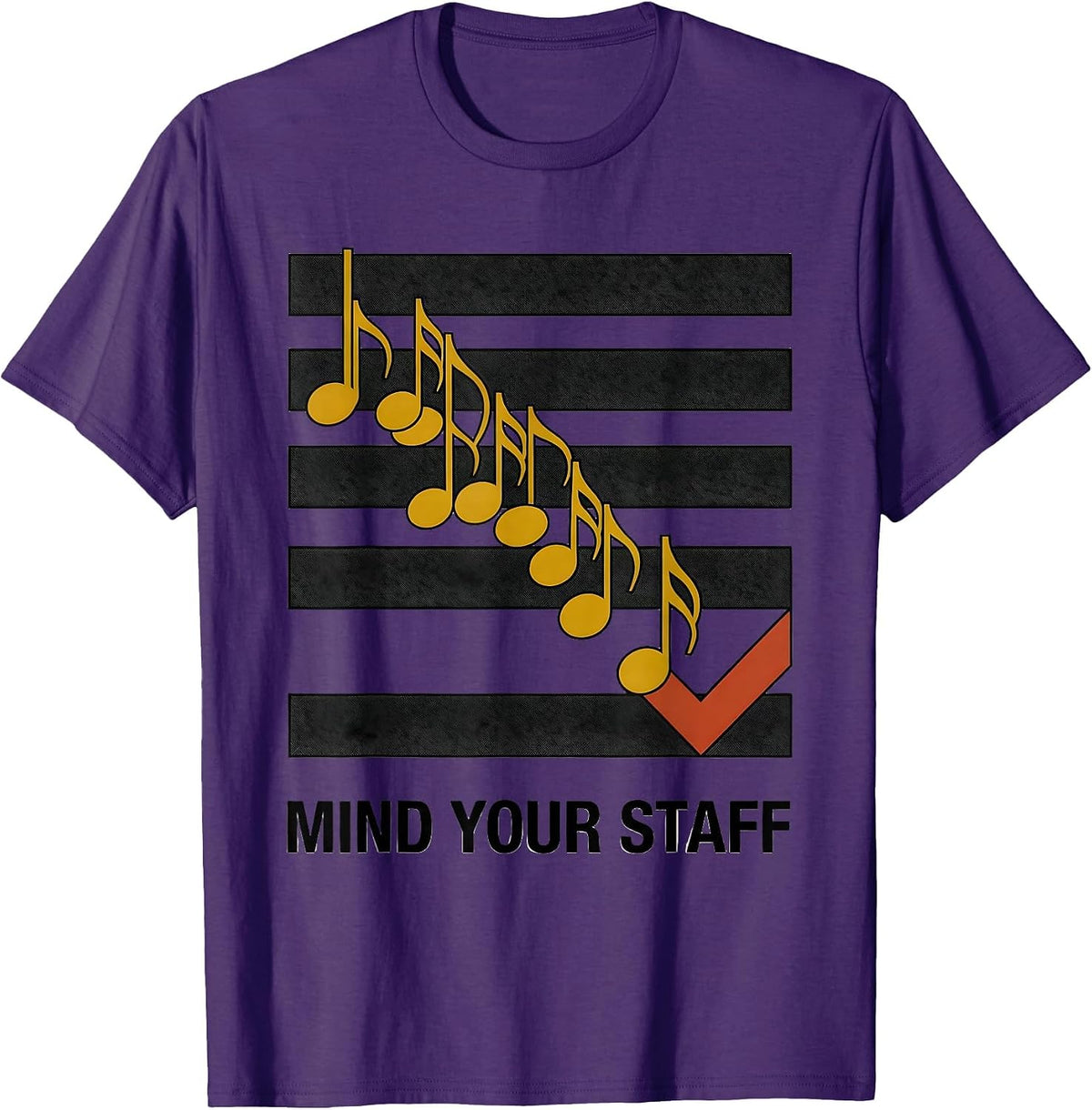 Mind Your Staff Midcentury Modern Music Teacher Humor T-Shirt - Purple