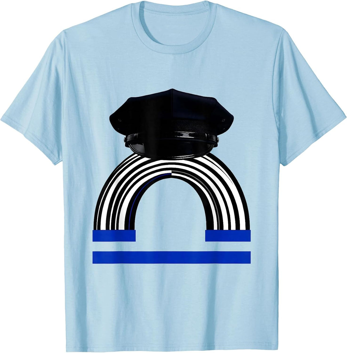 Men's Thin Blue Line Police Support Patriotic Tribute T-Shirt - Baby Blue