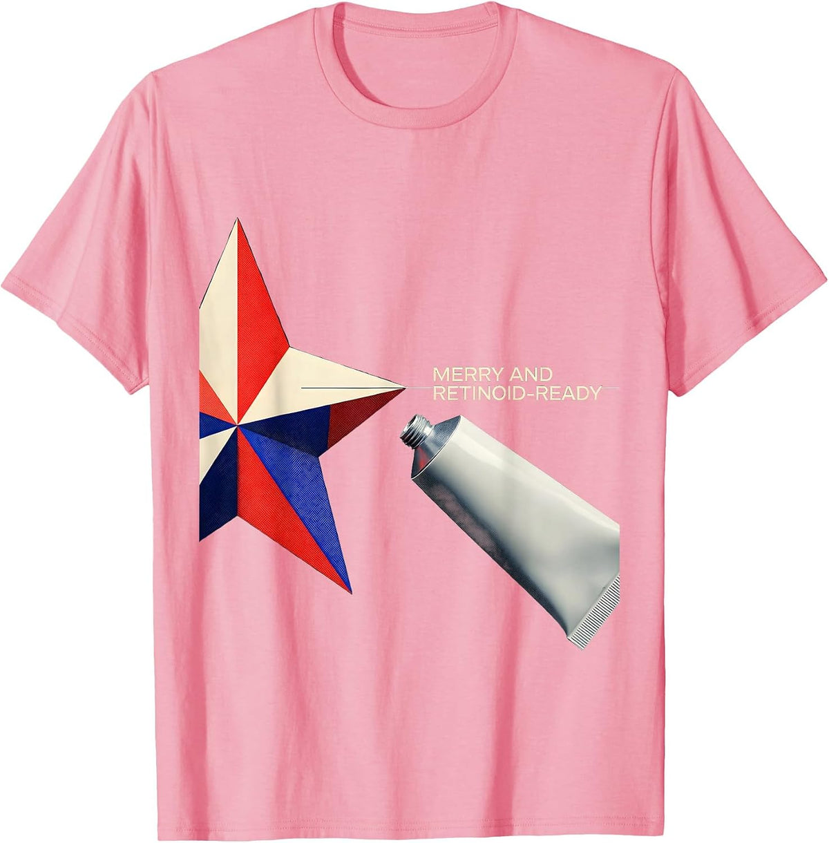 Men's Merry And Retinoid-Ready Geometric Esthetician Dermatology T-Shirt - Pink