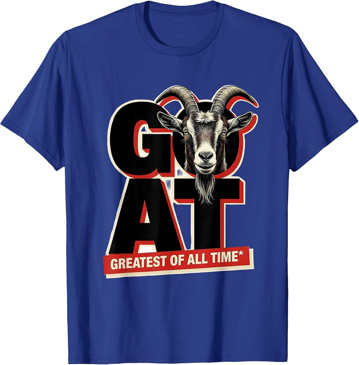 Greatest Of All Time Cool Goat with Sunglasses Animal Humor T-Shirt - Royal Blue