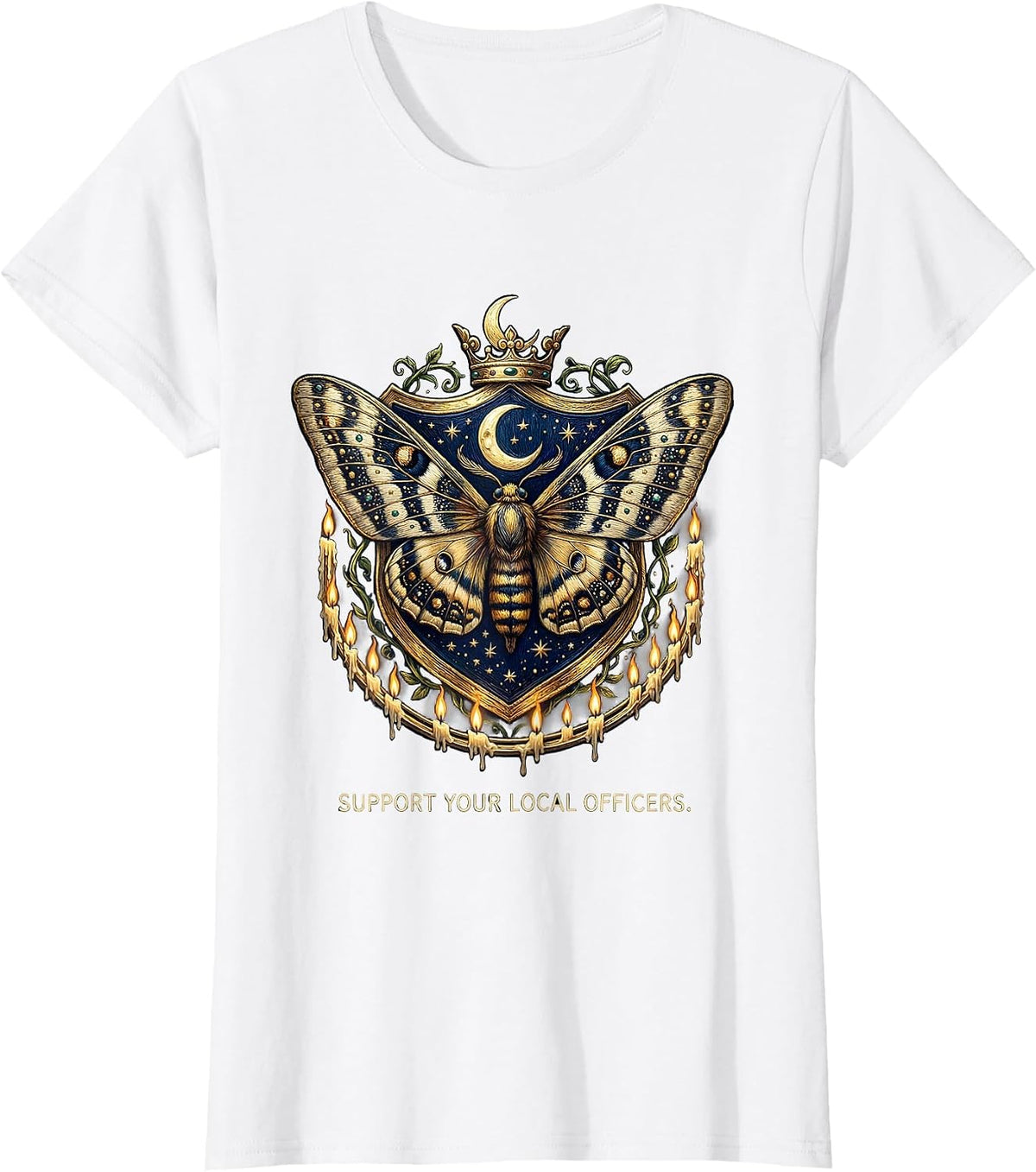 Women's Support Your Local Officers Back the Blue Design T-Shirt - White