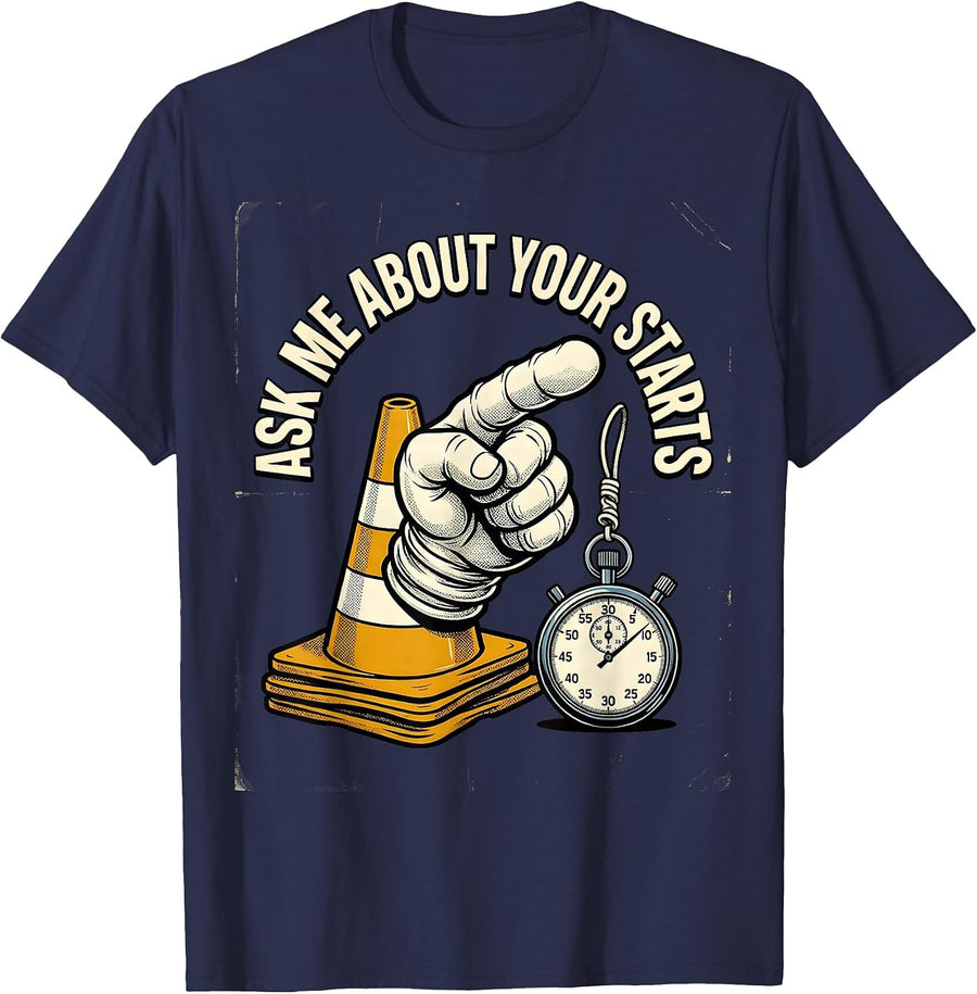 Ask Me About Your Starts Retro Cartoon Wellness Squad Health T-Shirt - Navy Blue