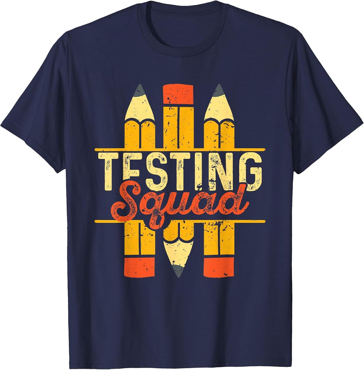 Cute Testing Squad Test Day Teacher Tees T-Shirts for Women Men Elementary School - Navy Blue