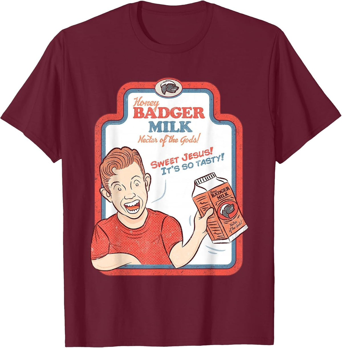 Honey Badger Milk T-Shirt - Burgundy