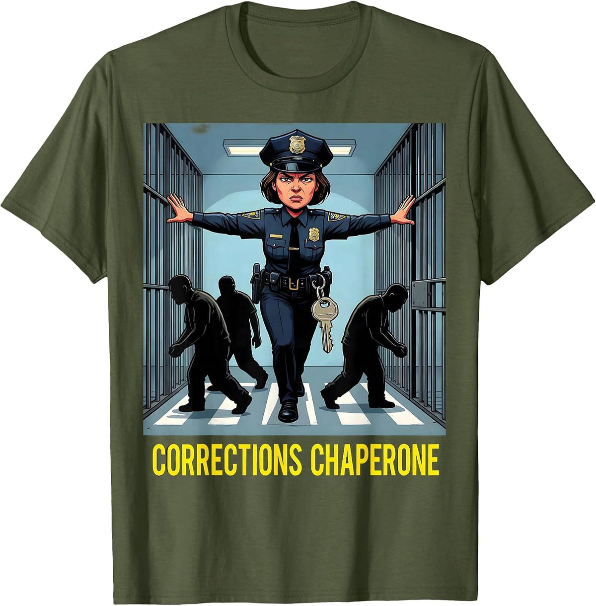 Men's Corrections Chaperone Funny Correctional Officer Gift T-Shirt - Olive Green