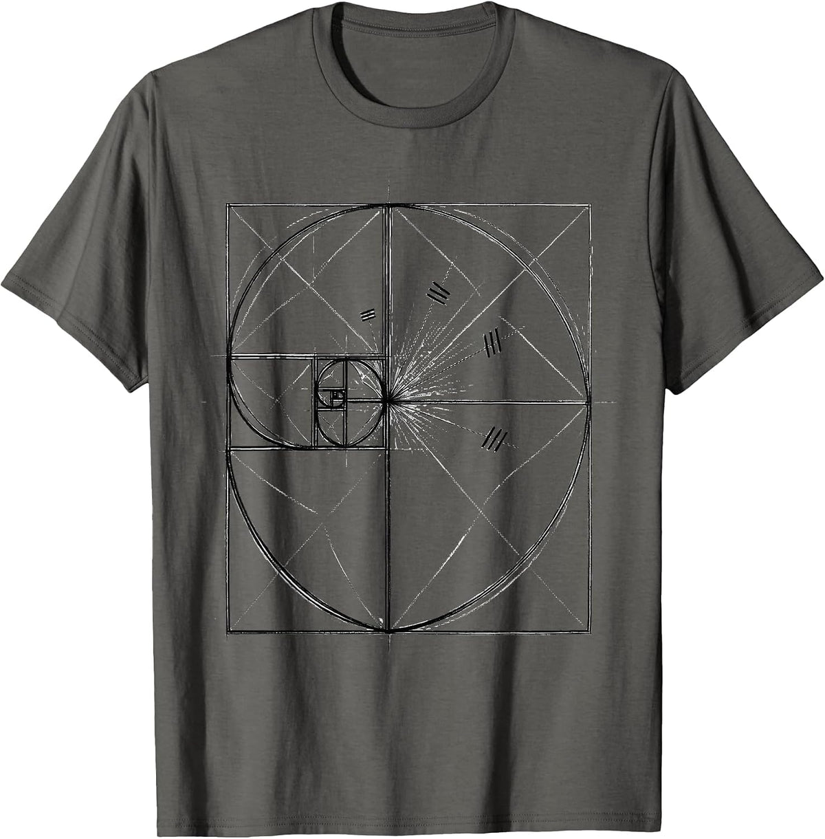 Men's Golden Ratio Spiral Fibonacci Math Enthusiast Geometry Lover T-Shirt - Asphalt Grey