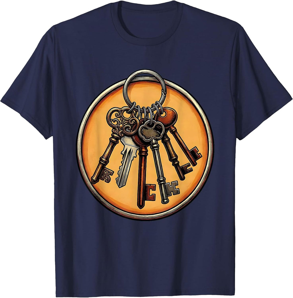 Men's Neurodiversity Unique Keys Cluster Graphic Design T-Shirt - Navy Blue