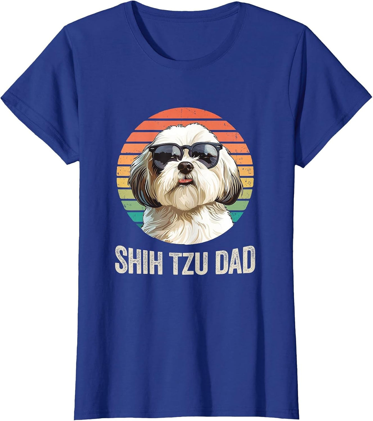 Vintage Shih Tzu Dad Fathers Day for Dog Lover Funny T-Shirt - Royal Blue