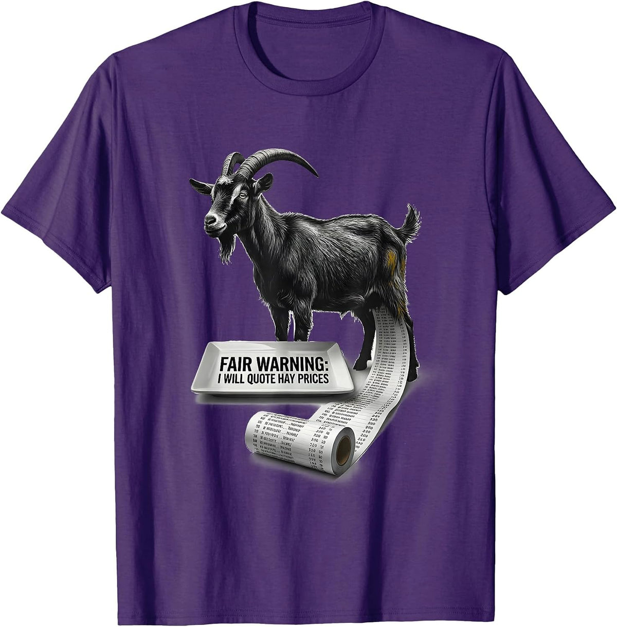 Men's Fair Warning: I Will Quote Hay Prices Funny Goat Farmer T-Shirt - Purple