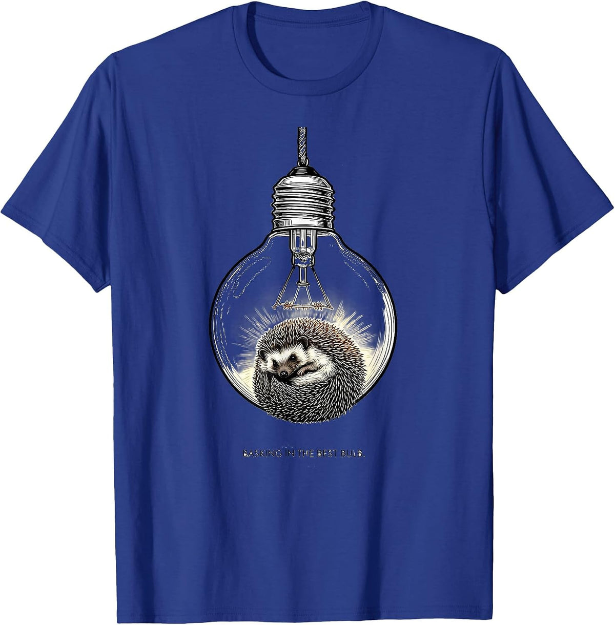 Basking In The Best Bulb Cute Hedgehog Christmas Novelty T-Shirt - Royal Blue