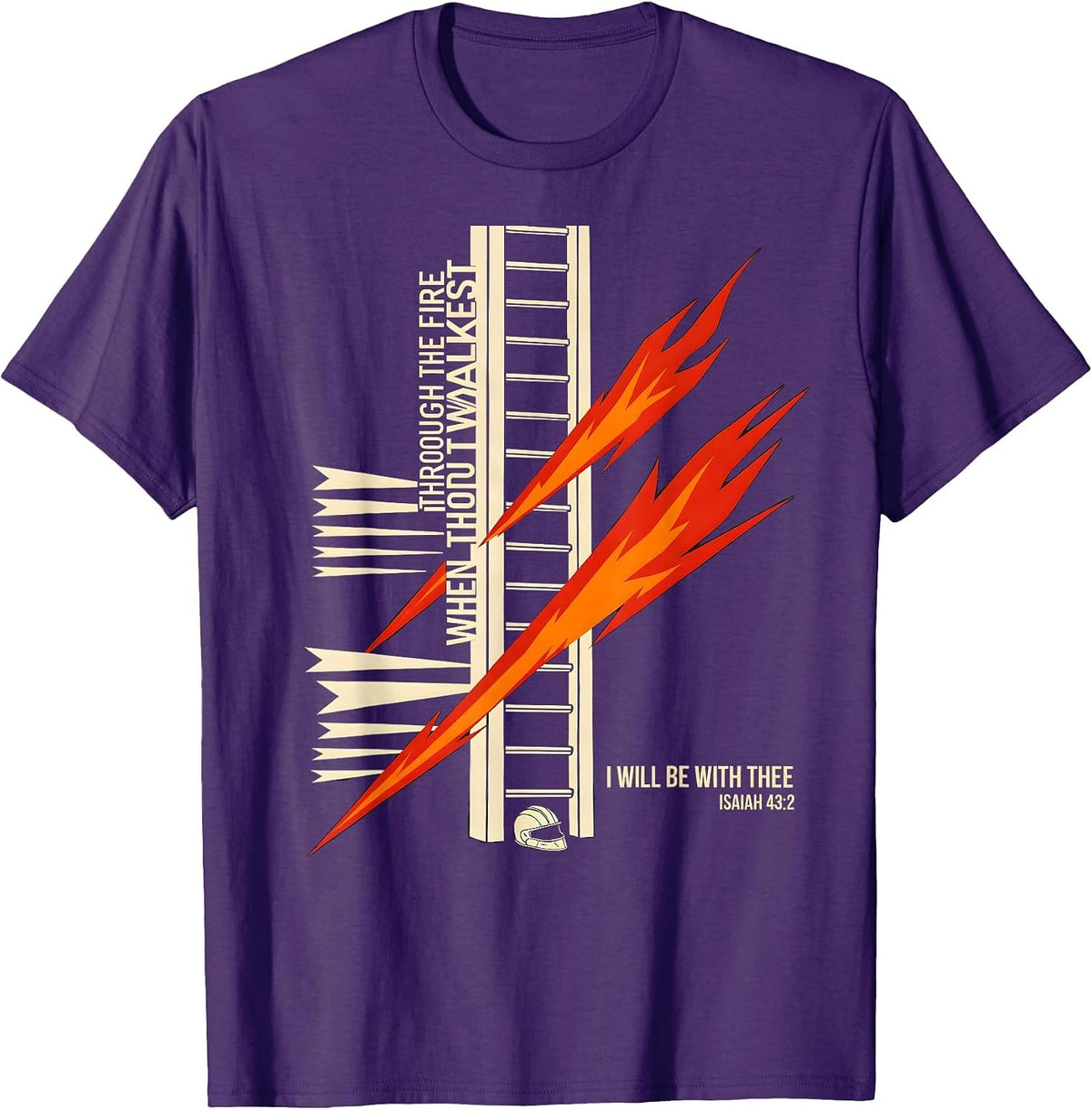 When Thou Walkest Fire Isaiah 43 2 Christian Faith Gift T-Shirt - Purple