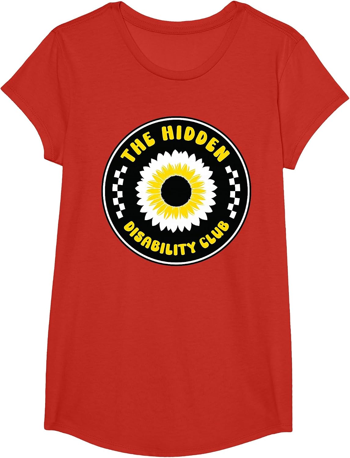 Hidden Disability Club Sunflower Awareness T-Shirt - Girls Red