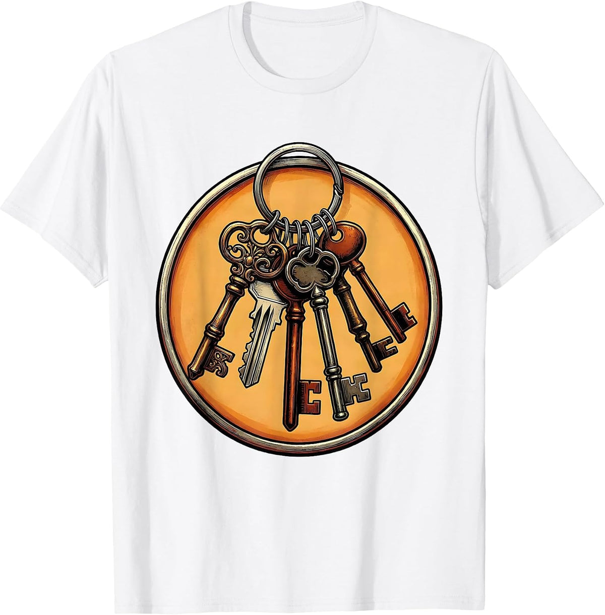 Men's Neurodiversity Unique Keys Cluster Graphic Design T-Shirt - White