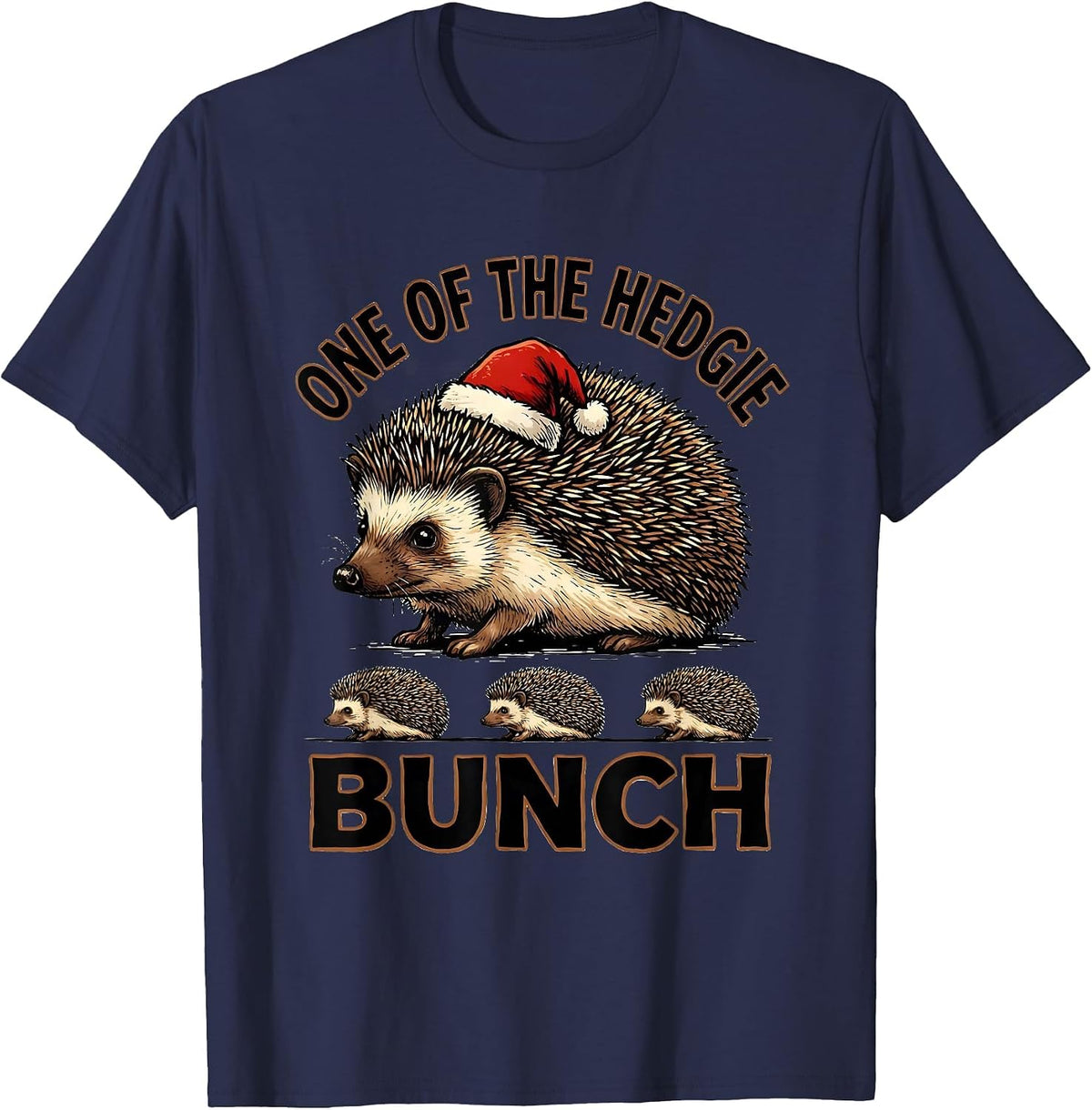 One Of The Hedgie Bunch Cute Hedgehog Christmas Family T-Shirt - Navy Blue
