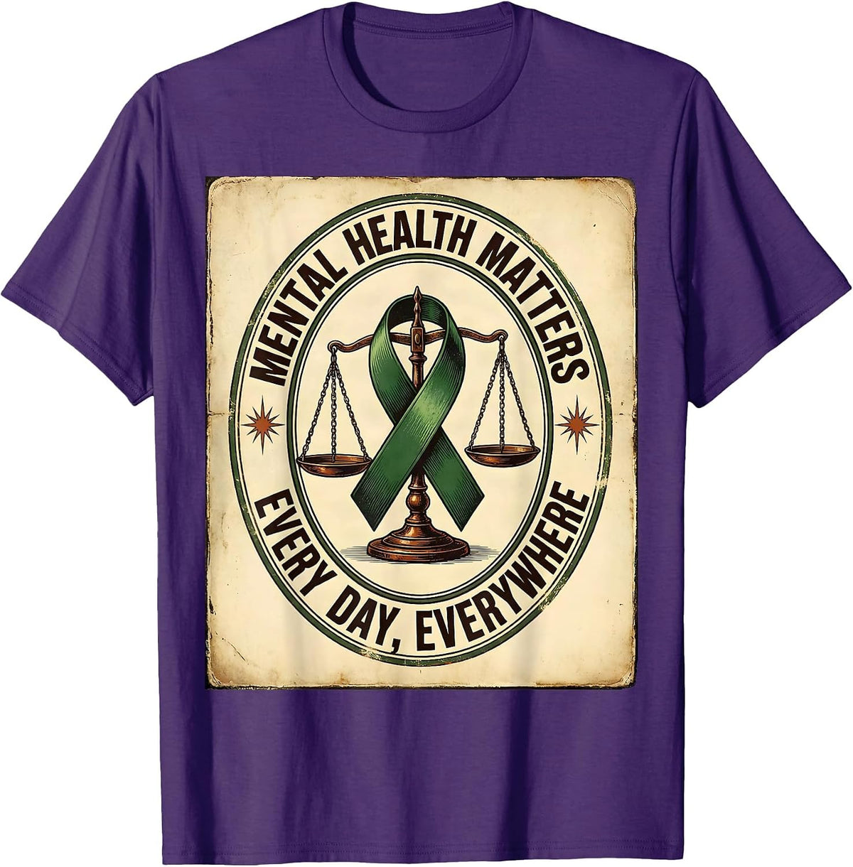 Men's Mental Health Matters Every Day, Everywhere Awareness T-Shirt - Purple