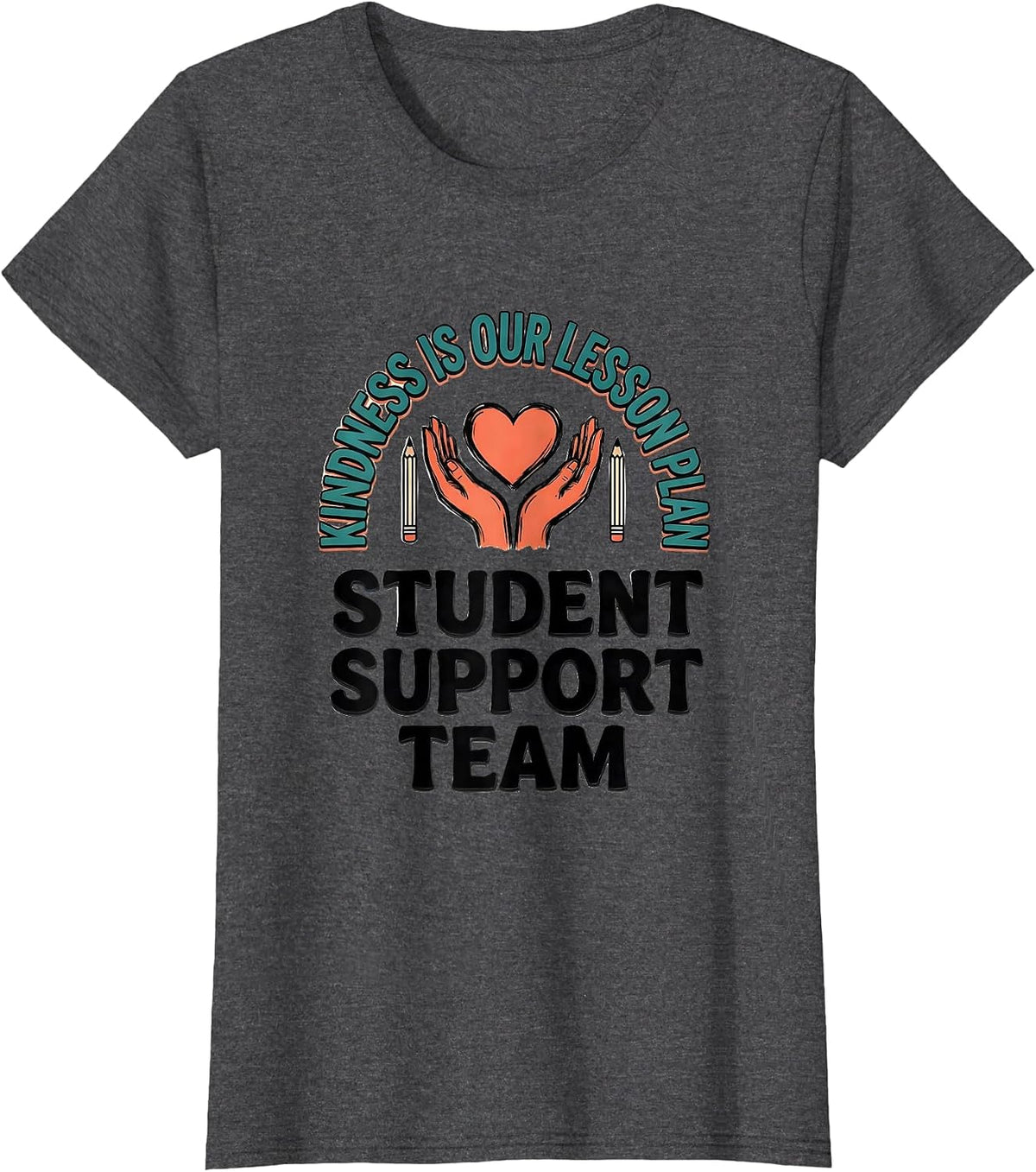 Women's Kindness Is Our Lesson Plan Student Support Team T-Shirt - Dark Heather Grey