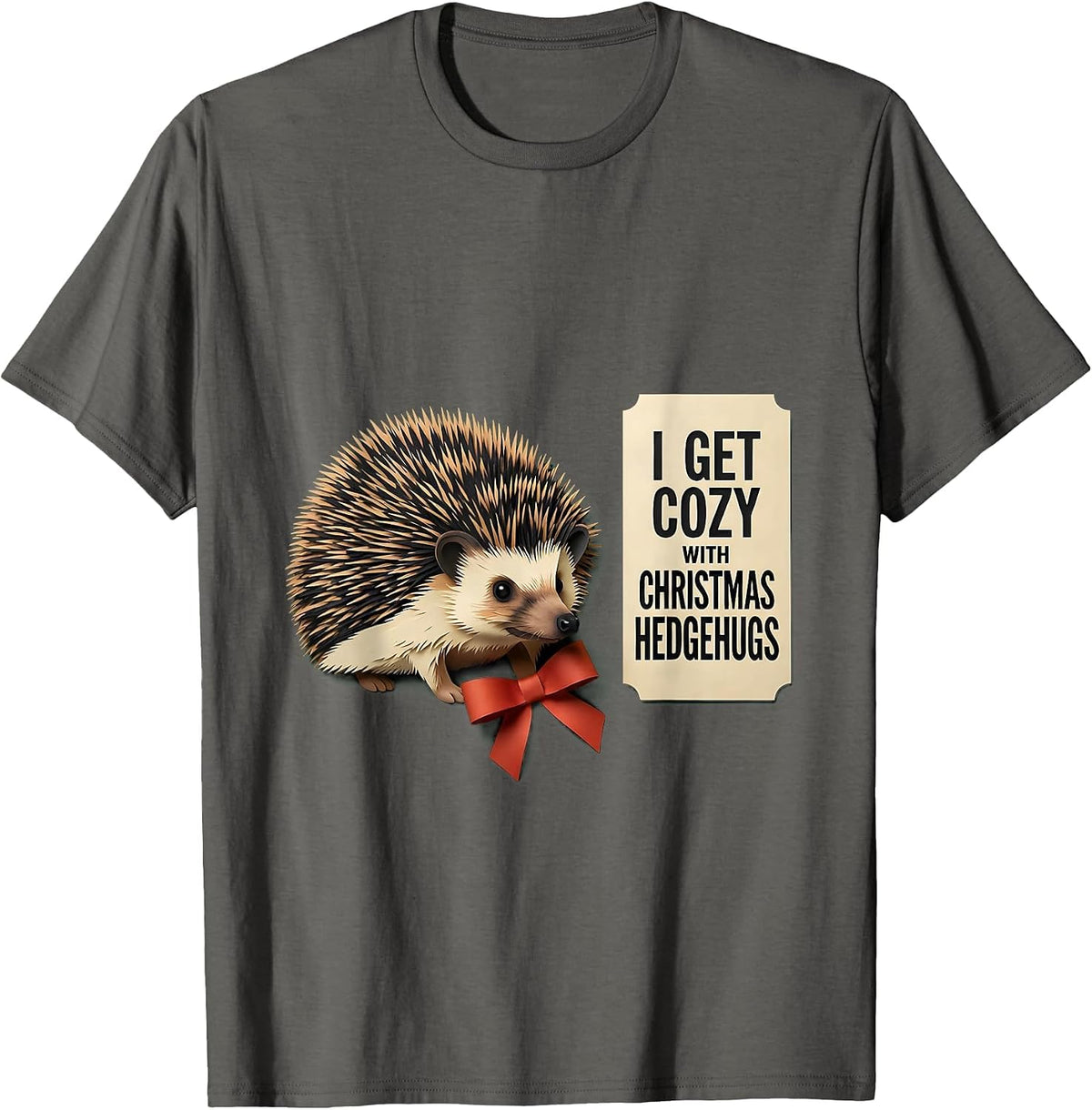 Men's I Get Cozy With Christmas Hedgehugs Cute Hedgehog Animal T-Shirt - Asphalt Grey