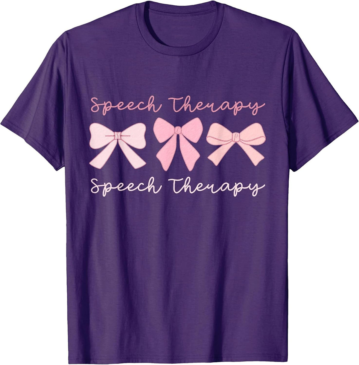 Speech Therapy Coquette Pink Bows SLP Speech Pathology T-Shirt - Purple