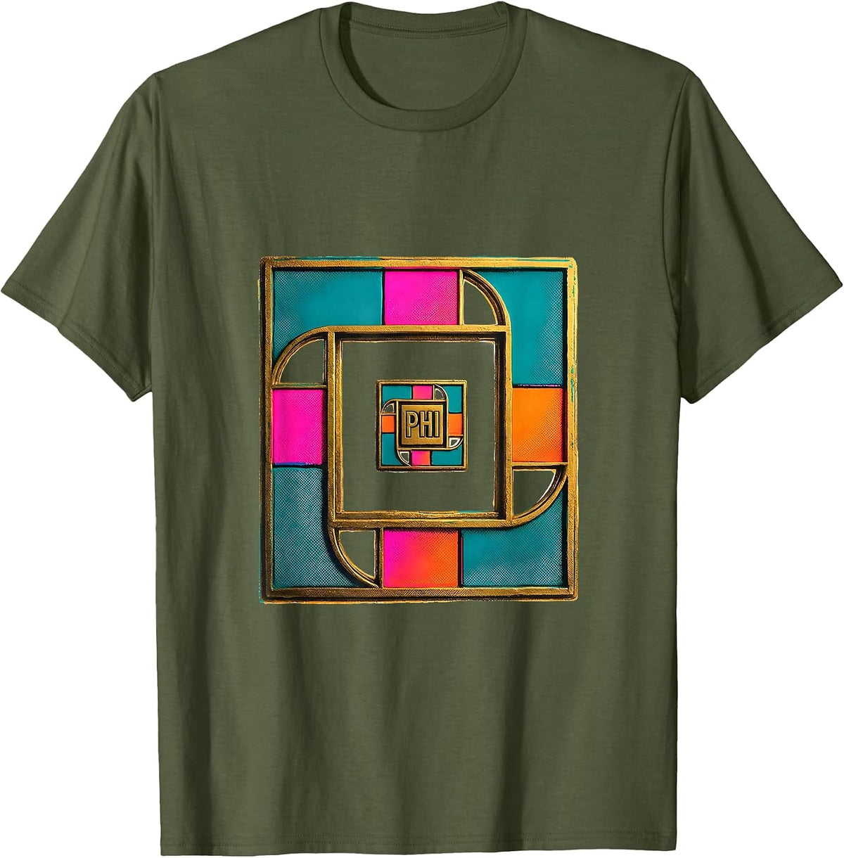 Phi Fibonacci Golden Ratio Sacred Geometry Math Enthusiast T-Shirt - Olive Green