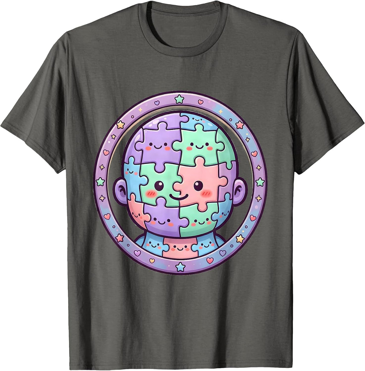 Puzzle Mind Neurodiversity Celebrate All Kinds T-Shirt - Asphalt Grey