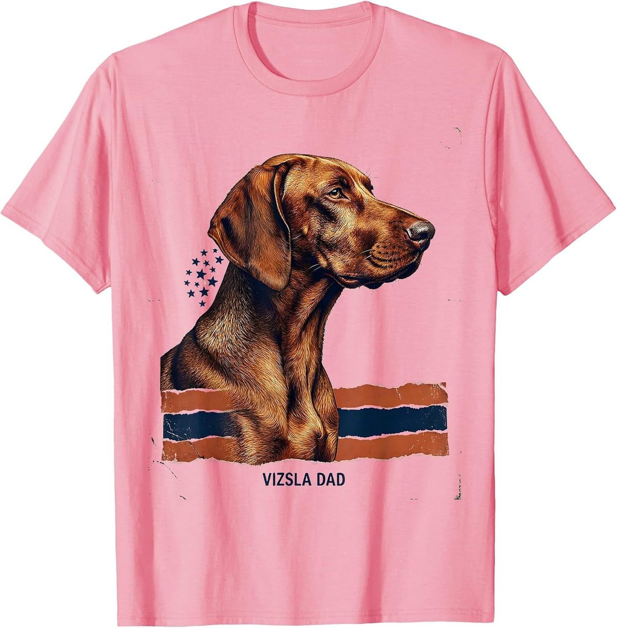 Men's Vizsla Dad Distressed Patriotic Dog Breed Pride 4th Of July T-Shirt - Pink
