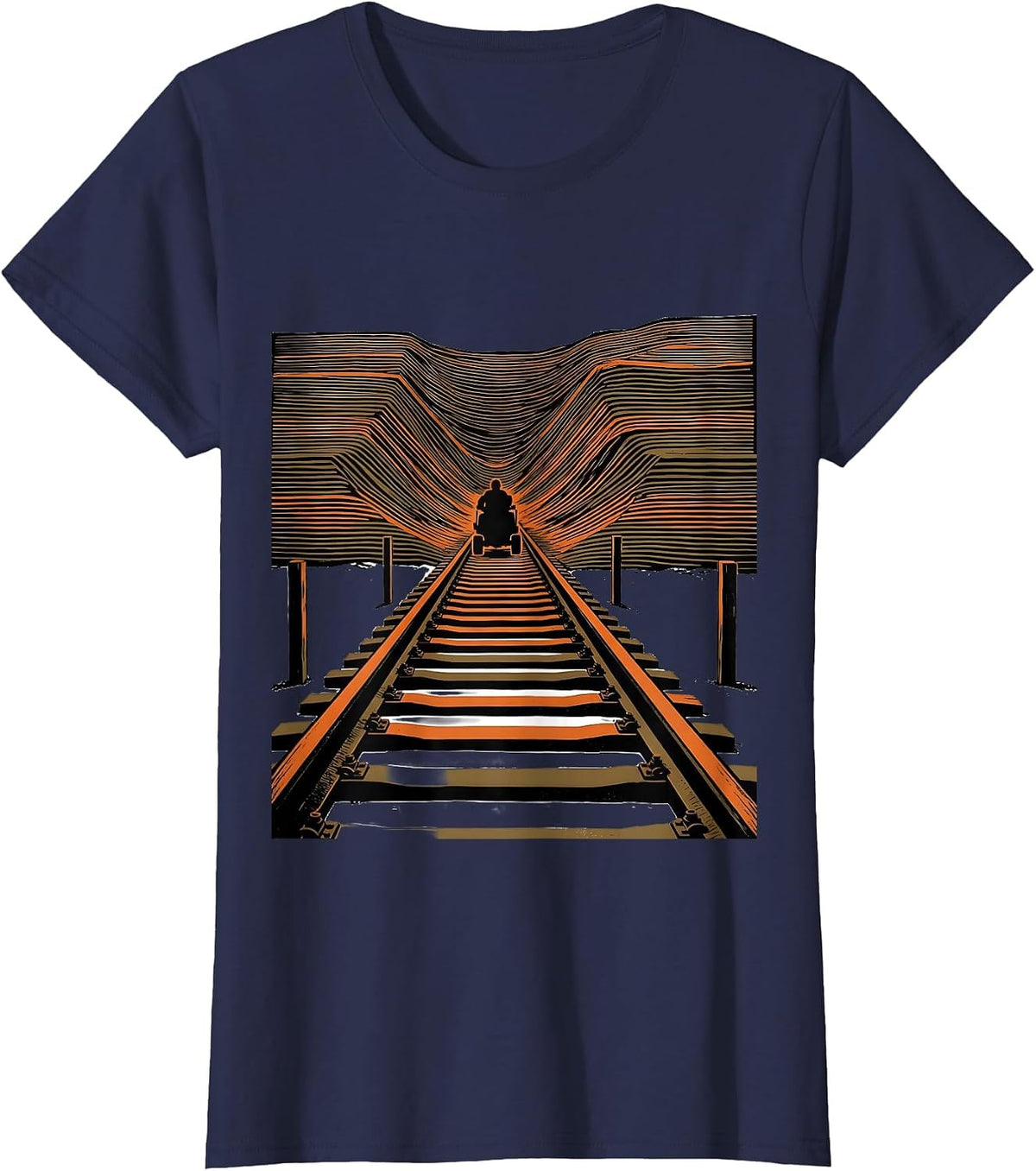 Women's Narrowing Finish Chute Cross Country Running Humor T-Shirt - Navy Blue