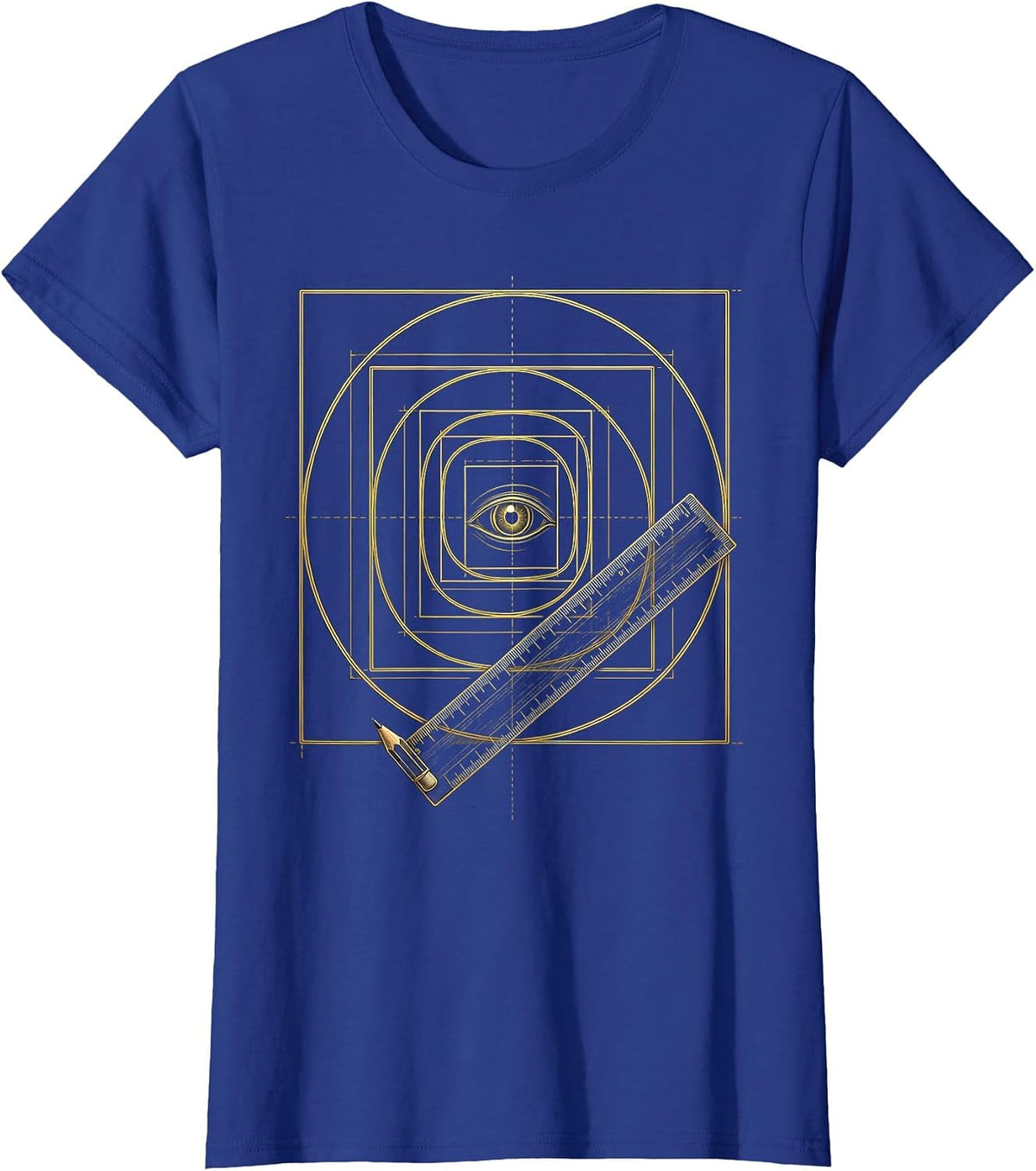 Women's Golden Rectangle Spiral Math Lover Sacred Geometry T-Shirt - Royal Blue