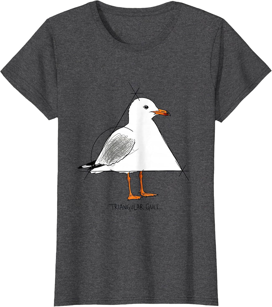 Women's Triangular Gull Funny Bird Pun Math Teacher Geometry Humor T-Shirt - Dark Heather Grey