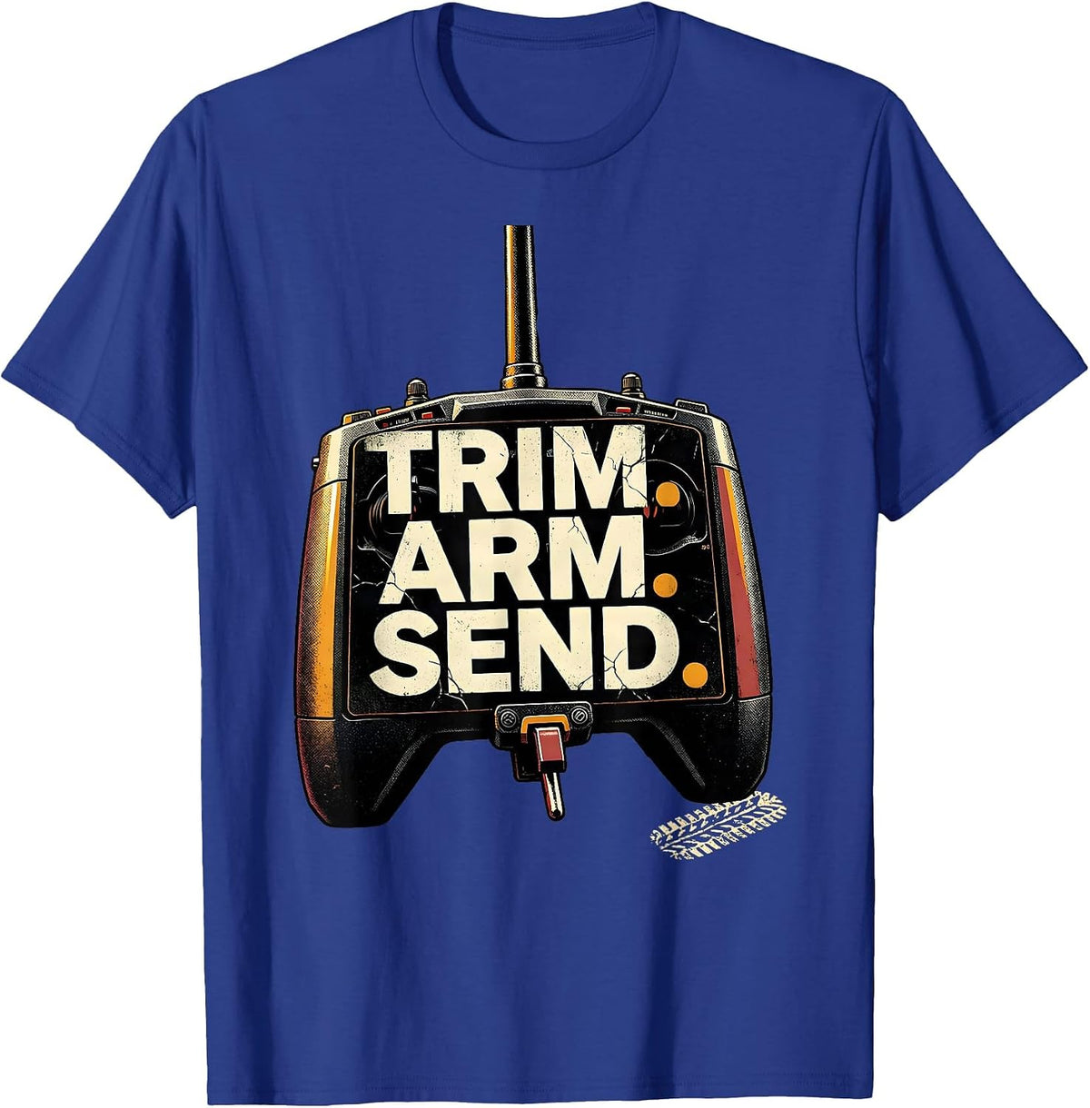 Men's Trim Arm Send Distressed Vintage RC Racing Drag Strip T-Shirt - Royal Blue