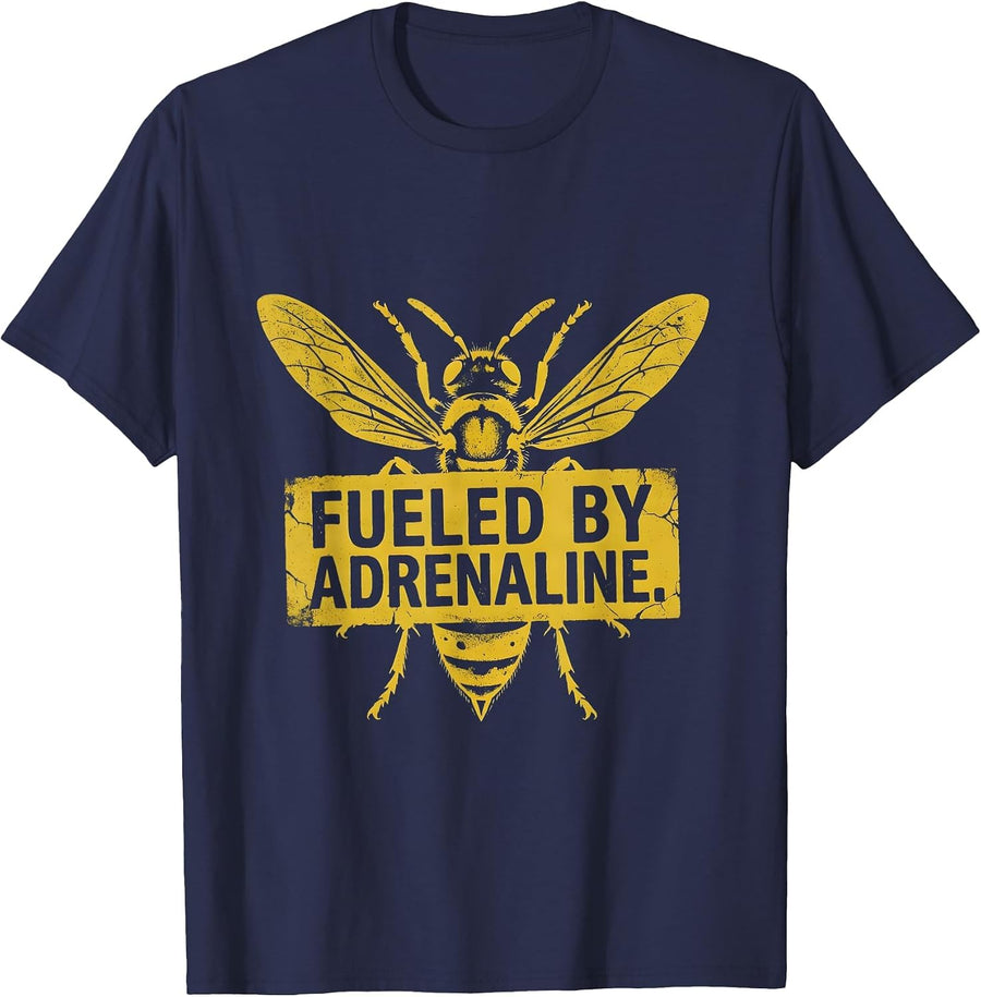 Fueled by Adrenaline Racing Graphic Design T-Shirt - Navy Blue