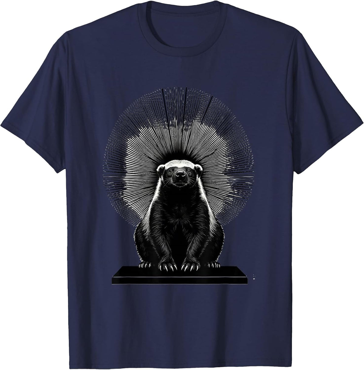 Honey Badger Silhouette Funny Animal Humor T-Shirt - Navy Blue