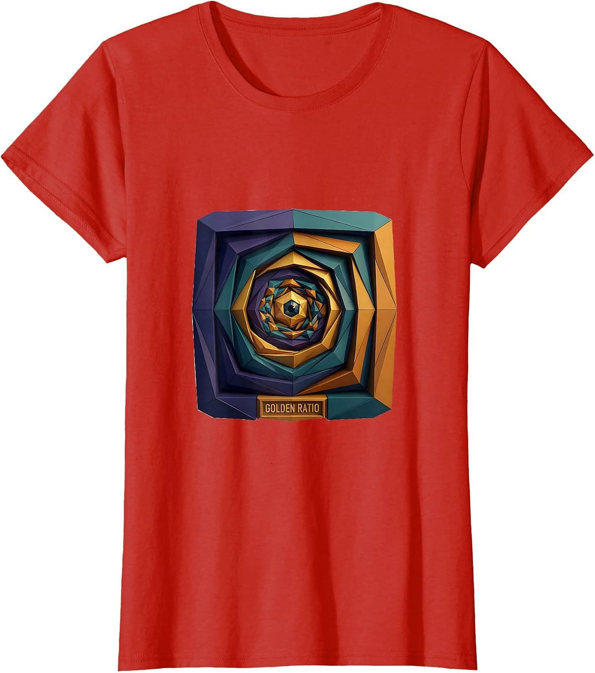 Women's Golden Ratio Low Poly Sacred Geometry Math Enthusiast T-Shirt - Red
