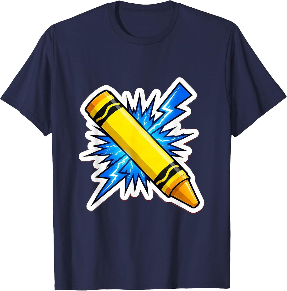 Men's Electric Crayon Lightning Bolt Graphic T-Shirt - Navy Blue