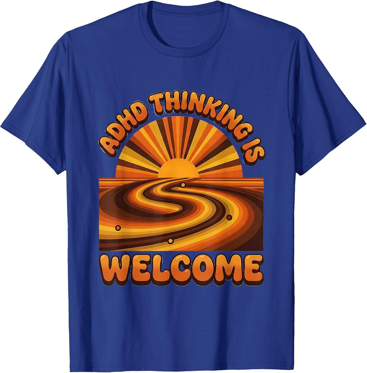 Men's ADHD Thinking Is Welcome Retro Neurodiversity Awareness T-Shirt - Royal Blue