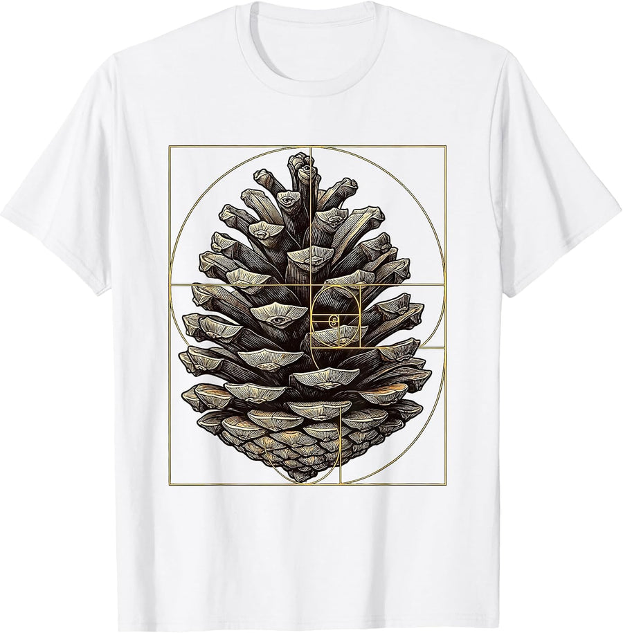 Men's Fibonacci Phyllotaxis Sacred Geometry Math Enthusiast T-Shirt - White