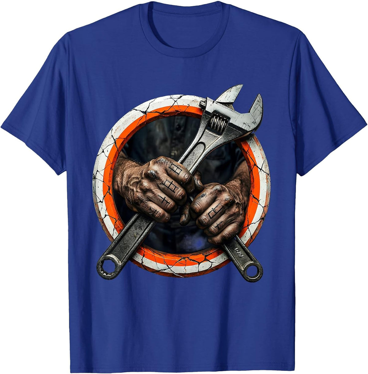 Mechanic Wrench Grip Blue Collar Worker Design T-Shirt - Royal Blue