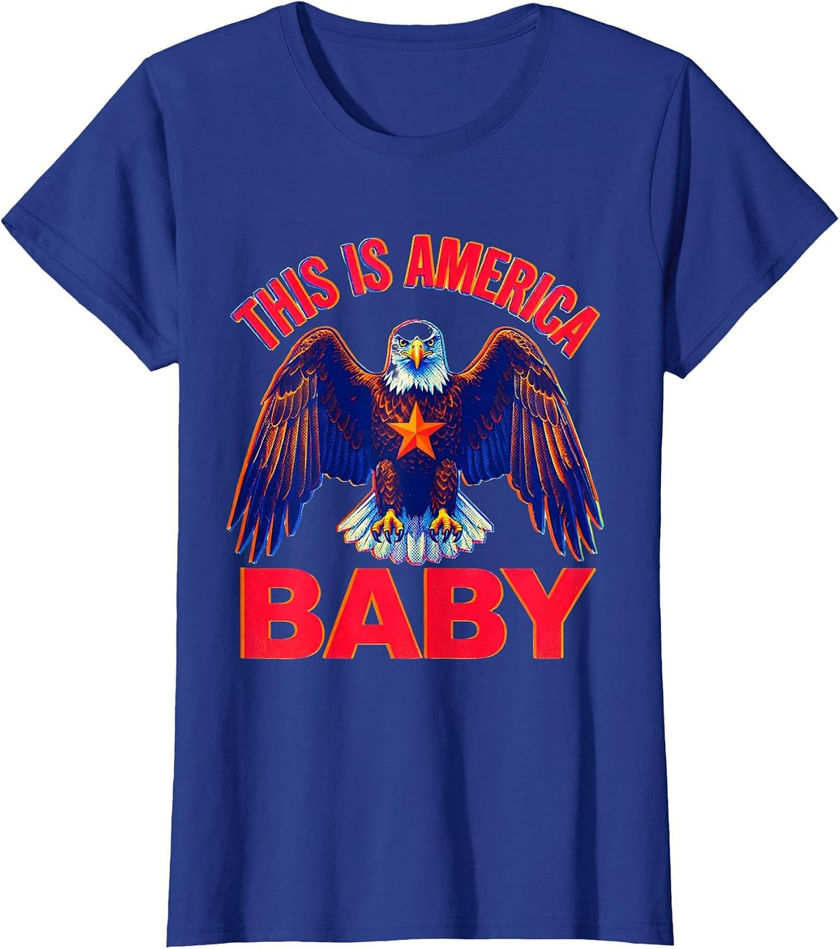 This Is America Baby Patriotic Graphic Design T-Shirt, Women, Royal Blue, X-Large - As Pictured