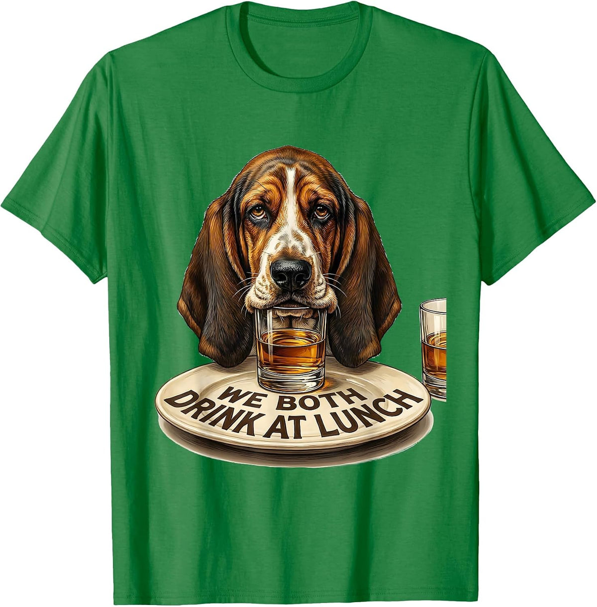 Men's We Both Drink At Lunch Funny Basset Hound Dog Meme Humor T-Shirt - Kelly Green