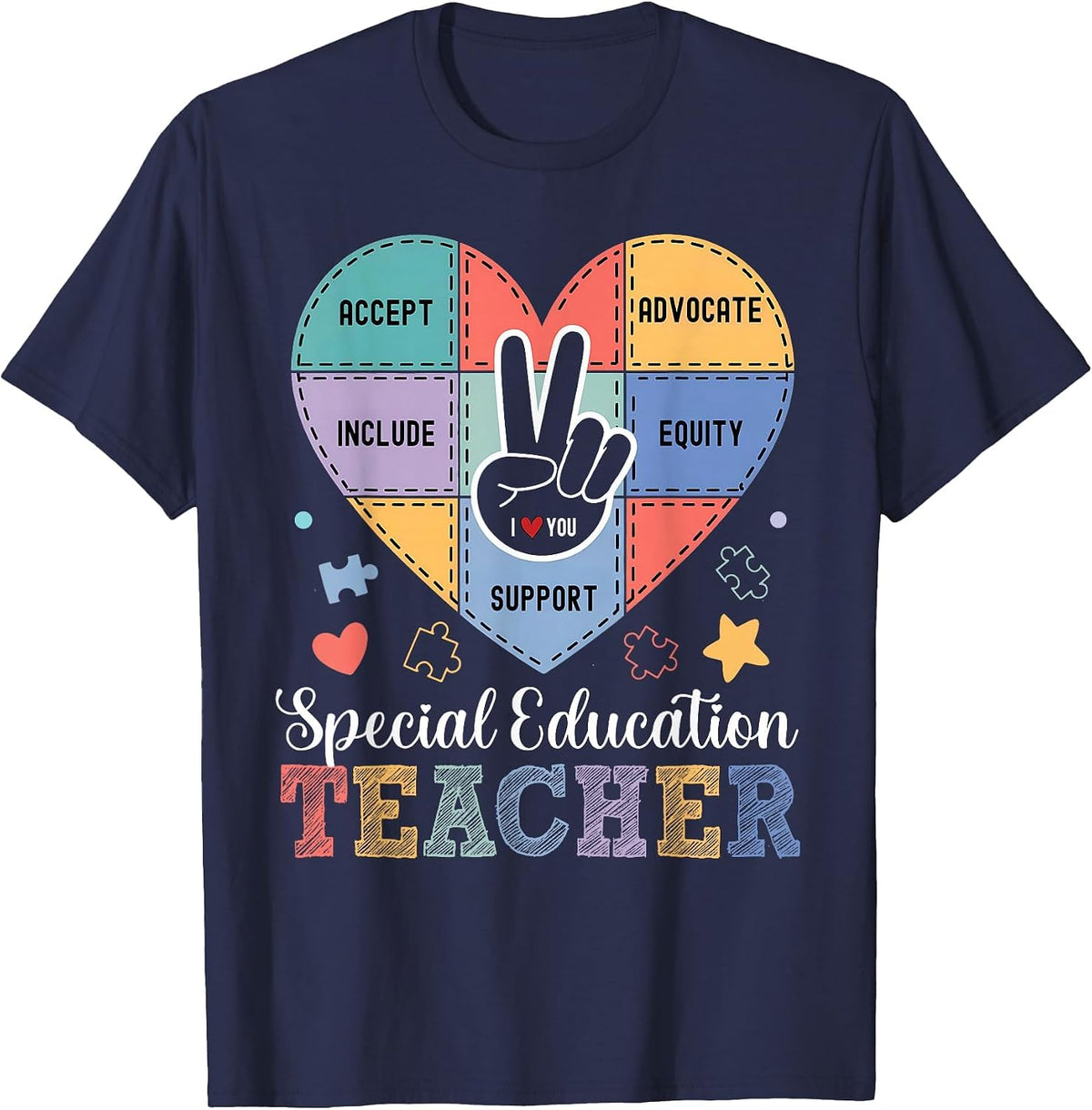Inclusion Special Education Back to School SPED Teachers T-Shirt - Navy Blue