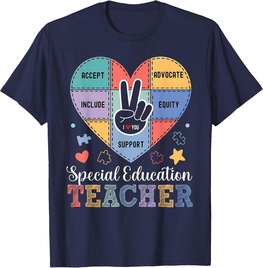 Inclusion Special Education Back to School SPED Teachers T-Shirt - Navy Blue